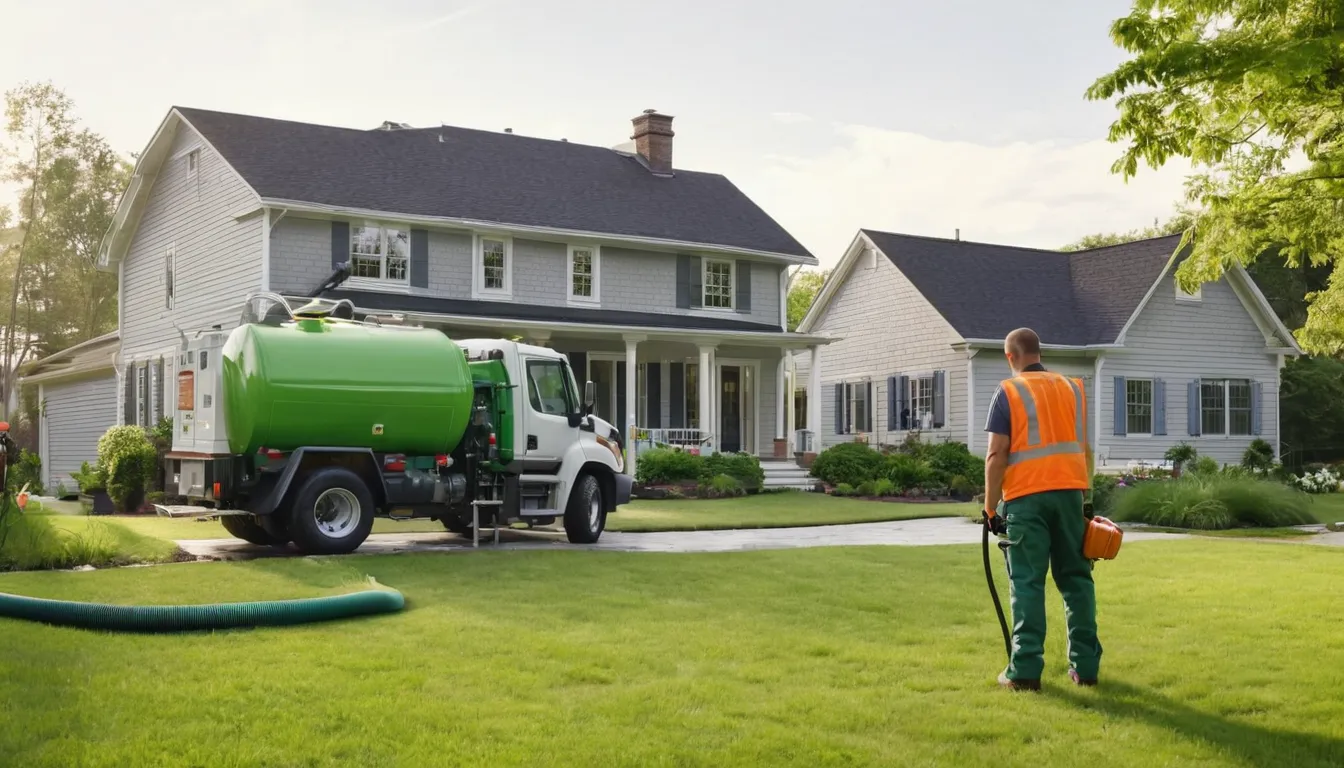 A local septic provider pumping a residential tank in a yard in the College Park area
